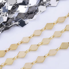 High Quality 6*8mm Marque Chain Copper Rhombus Disc Chain Jewelry findings Chain By THE YARD