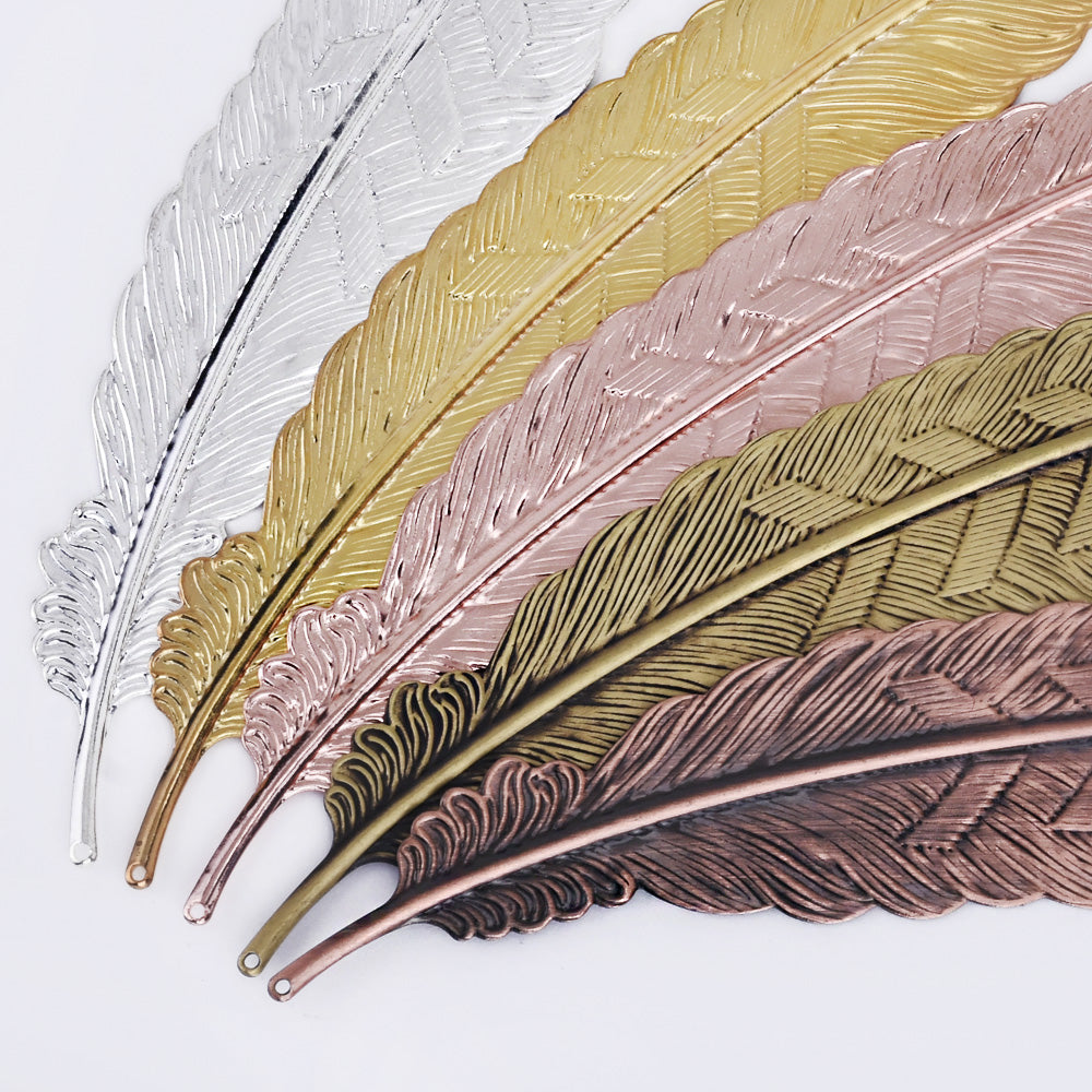 110*24mm Brass Feather BookMark Feather Pendant charm Personalized BookMark Gift 10pcs 102383