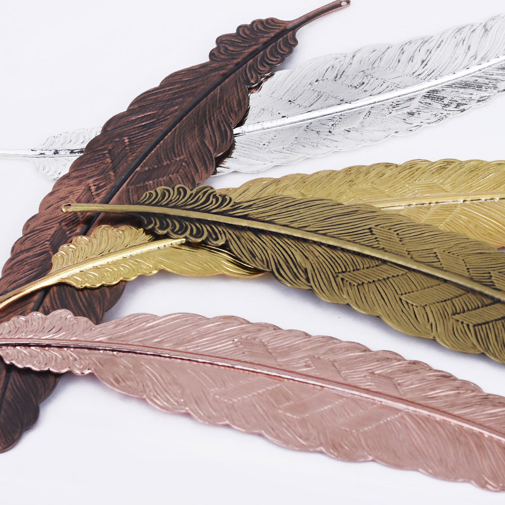 110*24mm Brass Feather BookMark Feather Pendant charm Personalized BookMark Gift 10pcs 102383