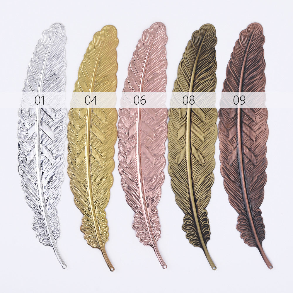110*24mm Brass Feather BookMark Feather Pendant charm Personalized BookMark Gift 10pcs 102383