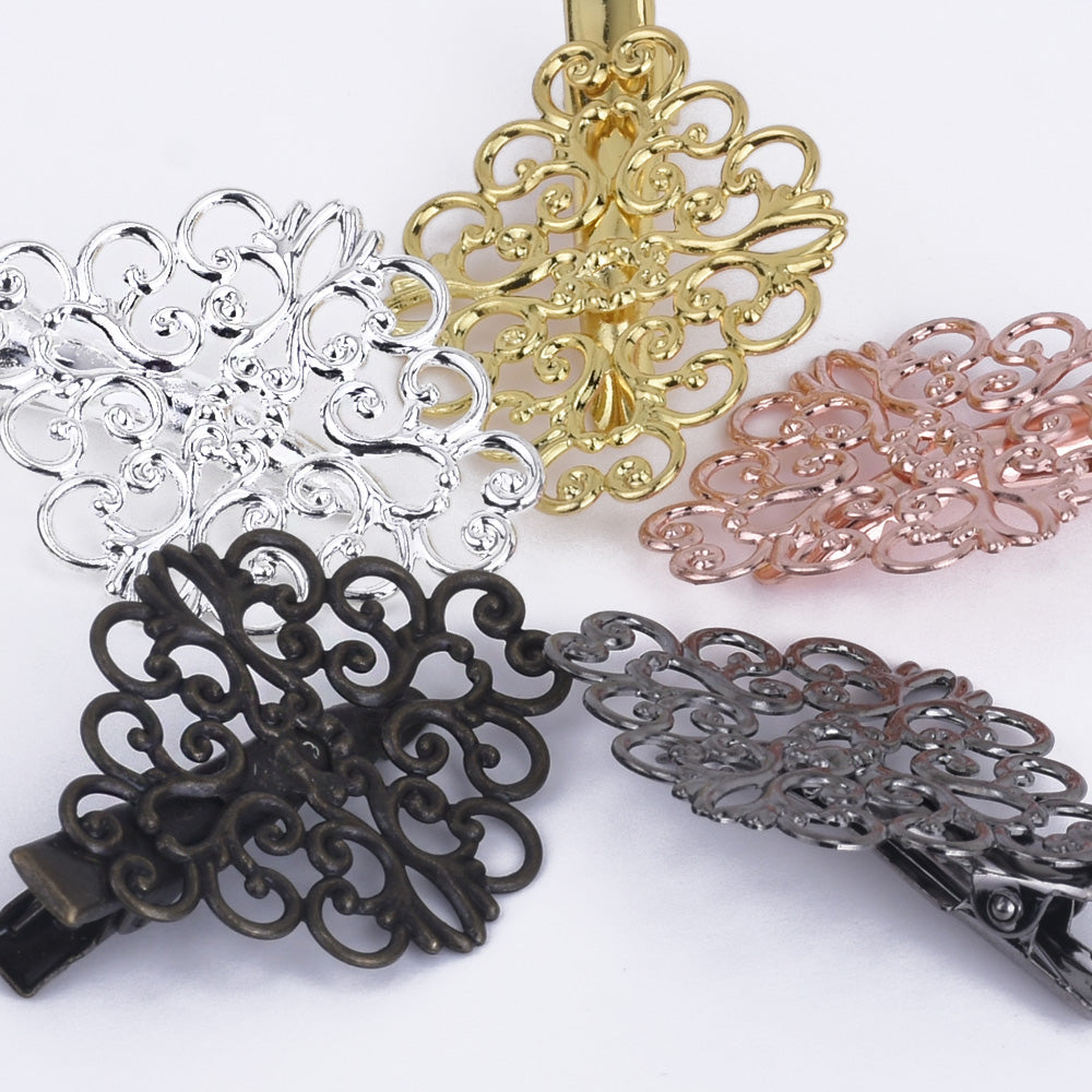 30*38mm Brass Barrette Hair Clip Filigree Barrette Blank Hair Clip Hair Accessories 20pcs