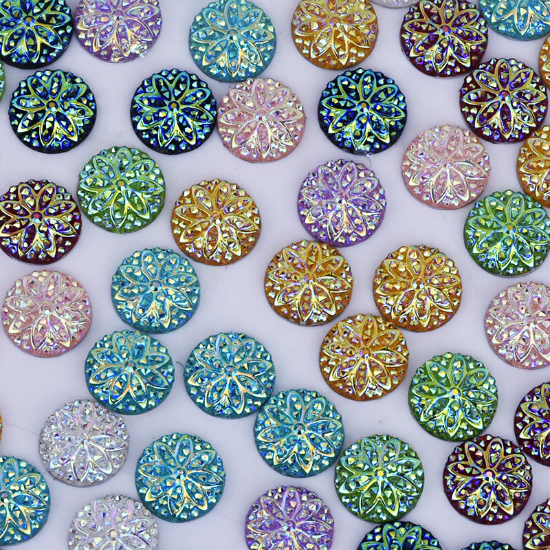 10mm Mixed Round Druzy Resin Cabochon flat back resin cabochon cameo craft 50pcs 10239849