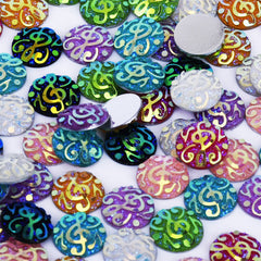 12mm Mixed Round Music Druzy Cabochon flat back Resin Glitter Cabochon 50pcs 10239949