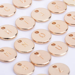 10mm Alloy Gold plated Double Side Stamped Initial Charms Round Disc Monogram Charms to your bracelet 5pcs 102432