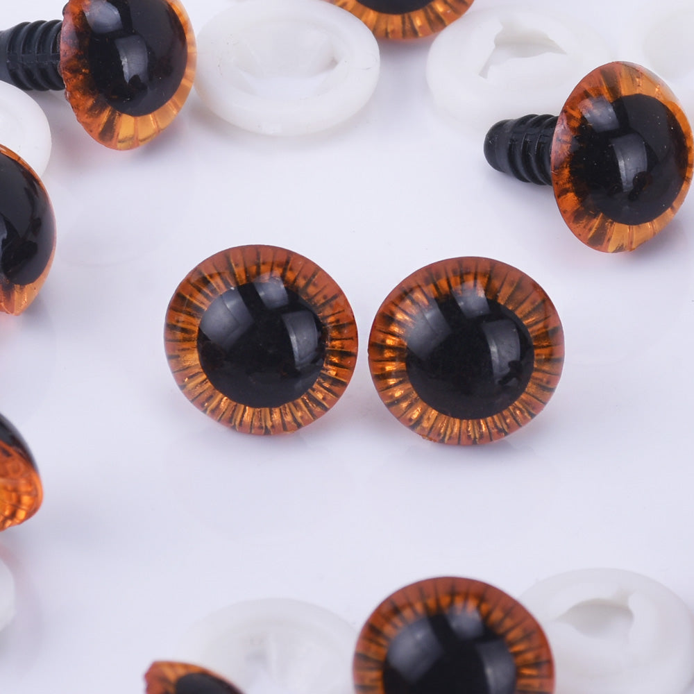 13mm Orange Textured Iris Safety Eyes Round Eye With Washer 1 Pair  Amigurumi Animal Eyes Owl Eyes Crochet Creations 