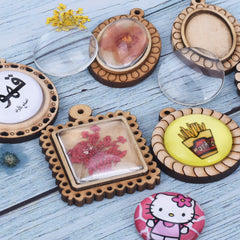 Wooden Pendant Tray base blank Round/Square/Oval Base Bezels Trays Jewelry Accessories 10pcs 102486