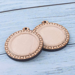 Wooden Pendant Tray base blank Round/Square/Oval Base Bezels Trays Jewelry Accessories 10pcs 102486