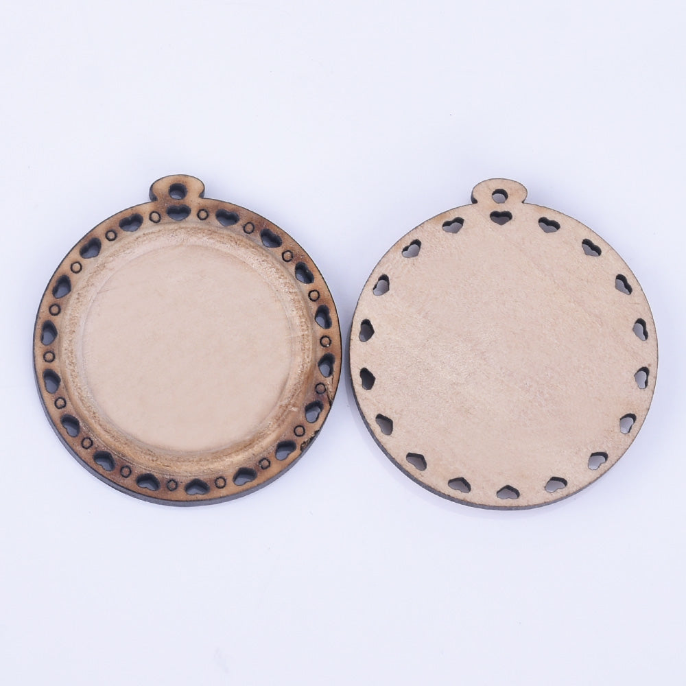Wooden Pendant Tray base blank Round/Square/Oval Base Bezels Trays Jewelry Accessories 10pcs 102486