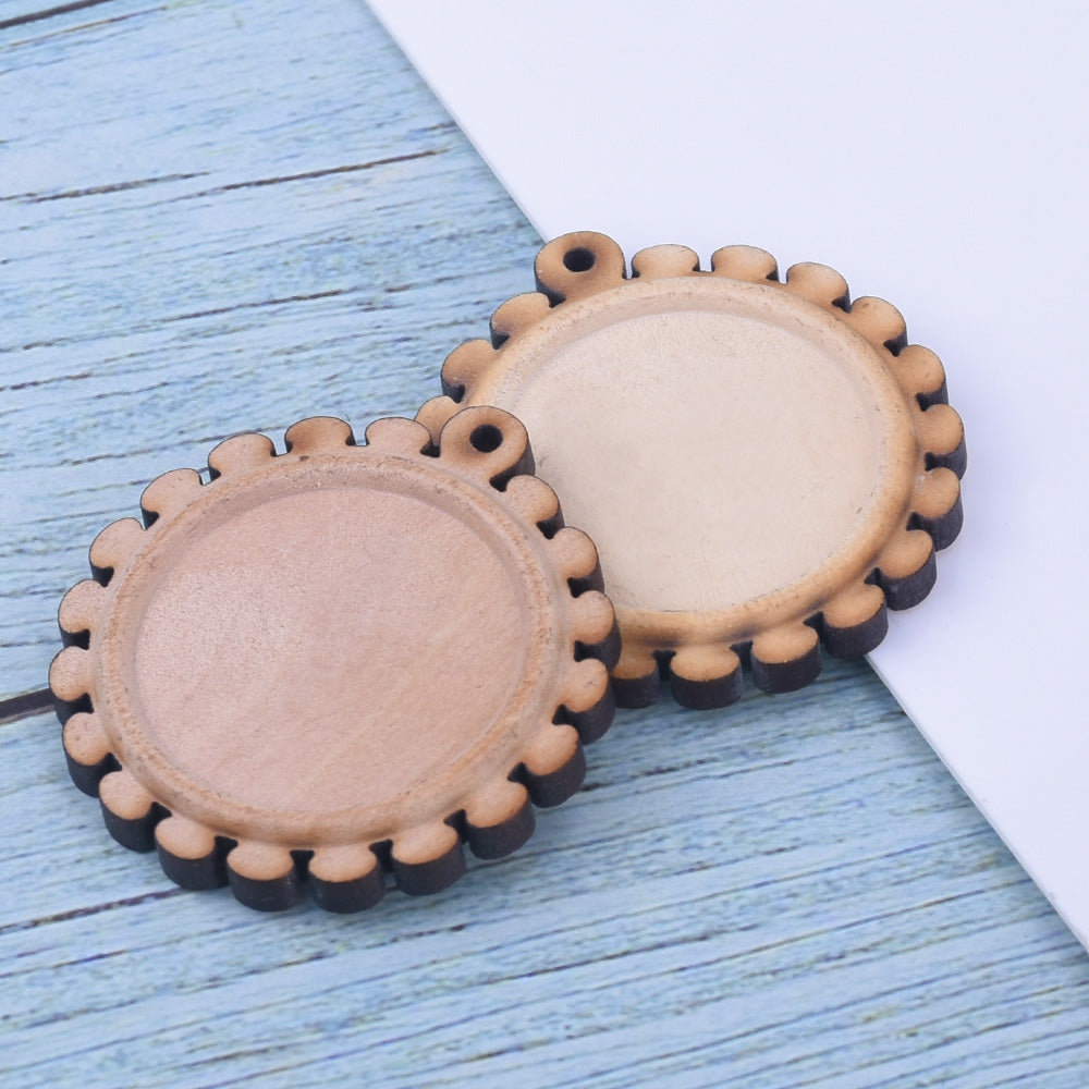 Wooden Pendant Tray base blank Round/Square/Oval Base Bezels Trays Jewelry Accessories 10pcs 102486