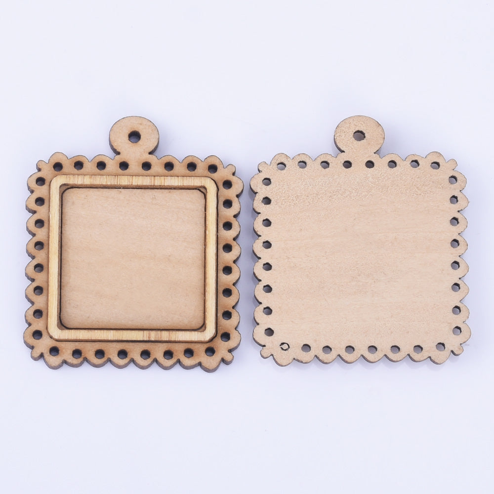 Wooden Pendant Tray base blank Round/Square/Oval Base Bezels Trays Jewelry Accessories 10pcs 102486