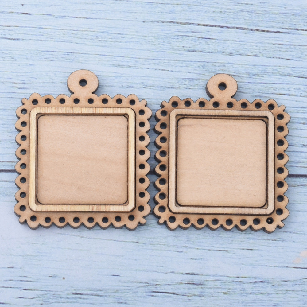 Wooden Pendant Tray base blank Round/Square/Oval Base Bezels Trays Jewelry Accessories 10pcs 102486