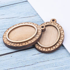 Wooden Pendant Tray base blank Round/Square/Oval Base Bezels Trays Jewelry Accessories 10pcs 102486