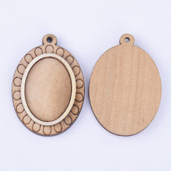 Wooden Pendant Tray base blank Round/Square/Oval Base Bezels Trays Jewelry Accessories 10pcs 102486