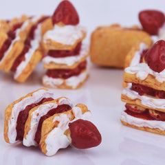 20*24mm 3D Big Strawberry Shortcake Layer Flatback Cake Cabochons Miniature Desserts Kawaii Decoden Sweets 10pcs 10250050