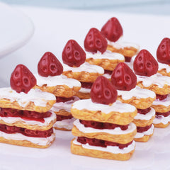 20*24mm 3D Big Strawberry Shortcake Layer Flatback Cake Cabochons Miniature Desserts Kawaii Decoden Sweets 10pcs 10250050