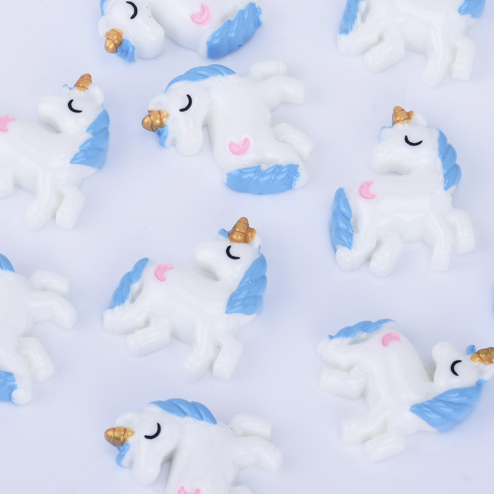 23*27mm Resin Pastel Unicorn Cabochons with Moons Kawaii Cabochons Flat Back embellishment jewelry Accessories 10pcs 102505