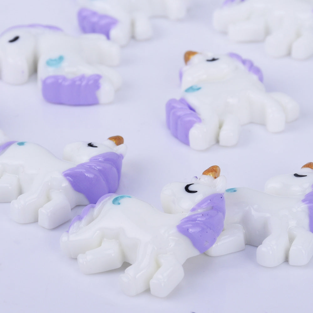 23*27mm Resin Pastel Unicorn Cabochons with Moons Kawaii Cabochons Flat Back embellishment jewelry Accessories 10pcs 102505