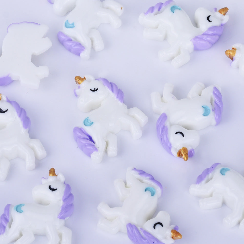 23*27mm Resin Pastel Unicorn Cabochons with Moons Kawaii Cabochons Flat Back embellishment jewelry Accessories 10pcs 102505