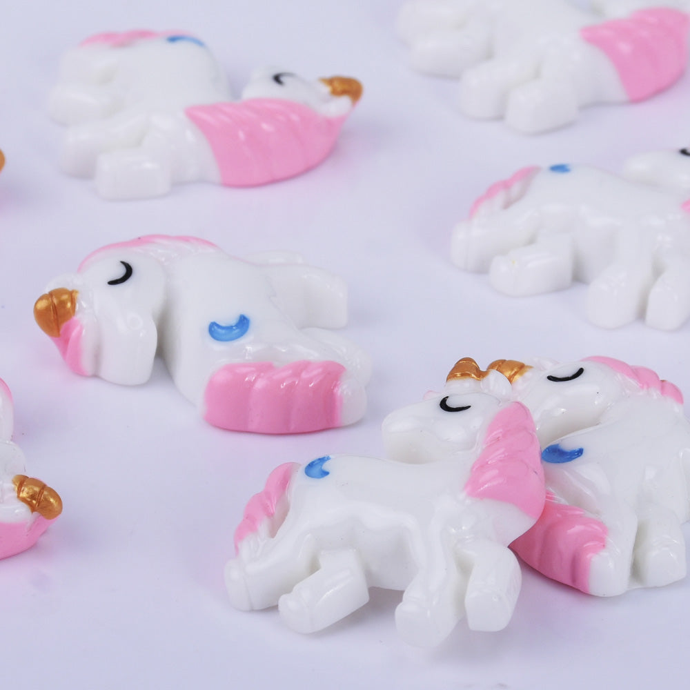 23*27mm Resin Pastel Unicorn Cabochons with Moons Kawaii Cabochons Flat Back embellishment jewelry Accessories 10pcs 102505