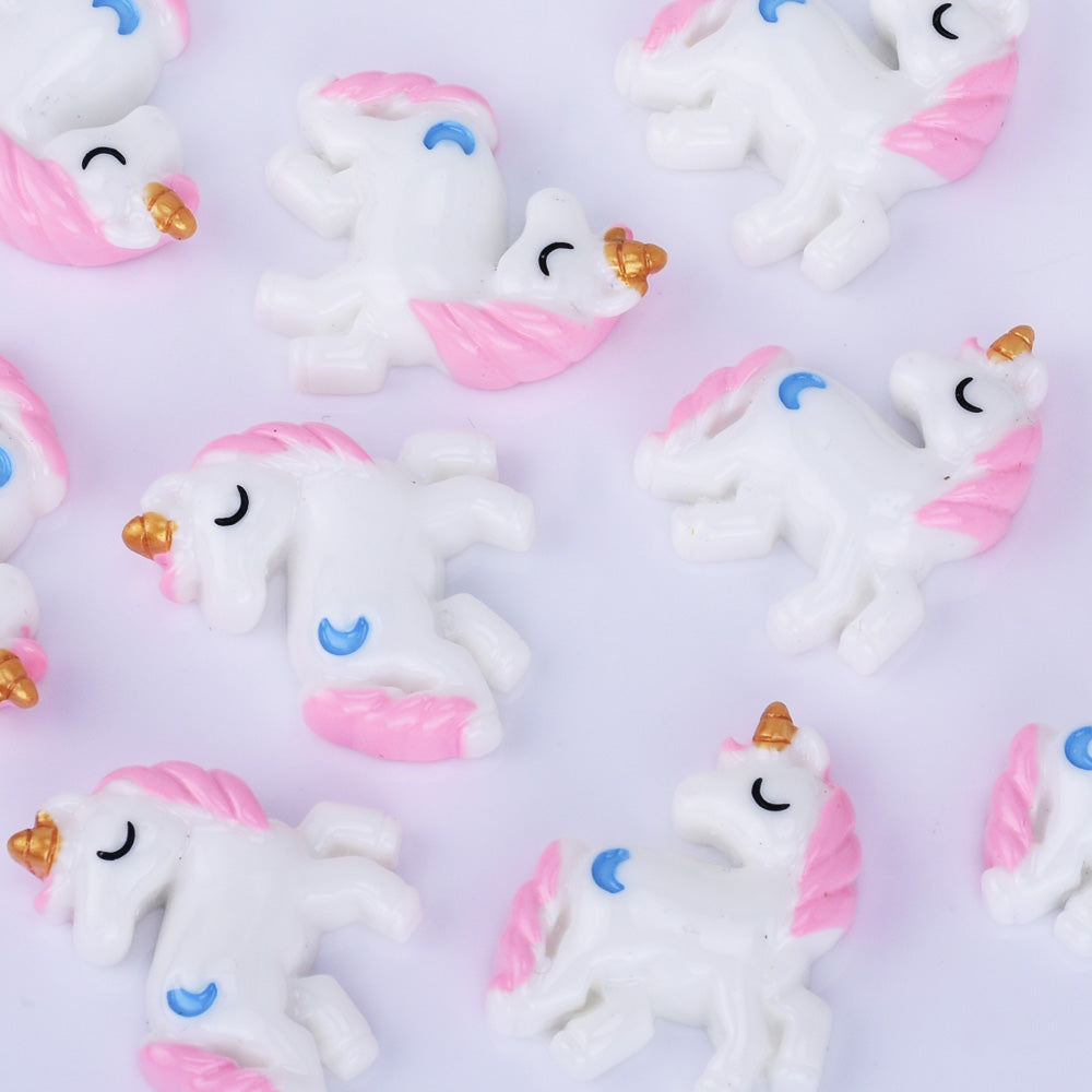 23*27mm Resin Pastel Unicorn Cabochons with Moons Kawaii Cabochons Flat Back embellishment jewelry Accessories 10pcs 102505
