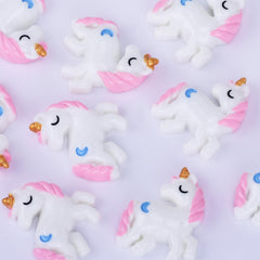 23*27mm Resin Pastel Unicorn Cabochons with Moons Kawaii Cabochons Flat Back embellishment jewelry Accessories 10pcs 102505