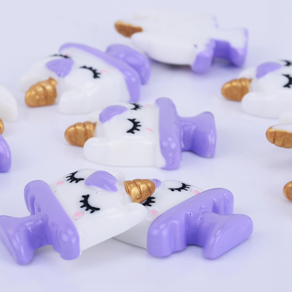 Resin Unicorn cake cabochons 21*28MM kawaii embellishment Flat Back Unicorn Craft DIY phone case Supplies 10pcs 102506