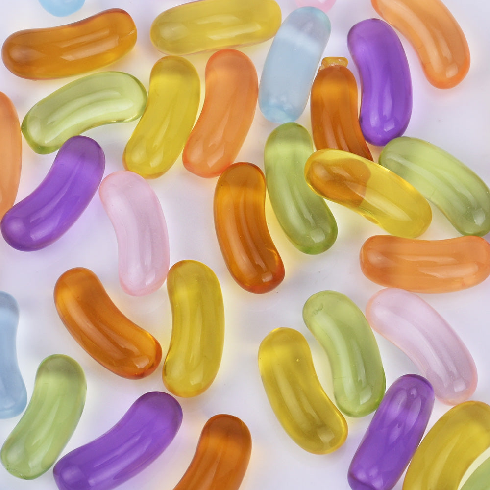8*22mm Resin jelly beans Cabochons Fake candy Cabochons kawaii dessert cabochon Mixed bright Color 10pcs 10250850