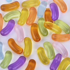 8*22mm Resin jelly beans Cabochons Fake candy Cabochons kawaii dessert cabochon Mixed bright Color 10pcs 10250850