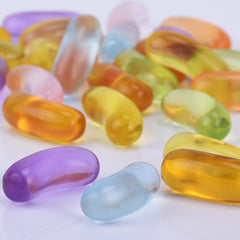 8*22mm Resin jelly beans Cabochons Fake candy Cabochons kawaii dessert cabochon Mixed bright Color 10pcs 10250850