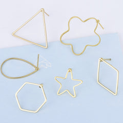 Brass Geometric Empty earrings studs Simple Open Shaped Earrings jewelry minimalist geometric earring stud 10pcs 102522