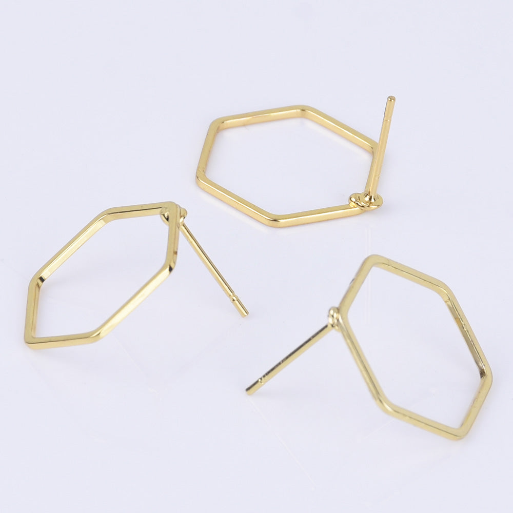 Brass Geometric Empty earrings studs Simple Open Shaped Earrings jewelry minimalist geometric earring stud 10pcs 102522