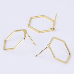 Brass Geometric Empty earrings studs Simple Open Shaped Earrings jewelry minimalist geometric earring stud 10pcs 102522