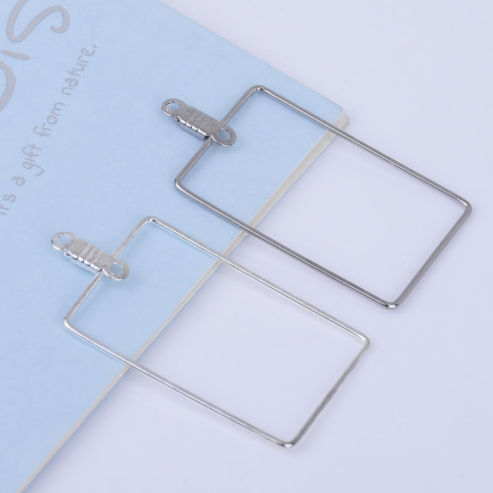 20*30mm Brass Earring Hoops Geometric earrings Rectangle Frame with Center Hanging Ring 20pcs 102526