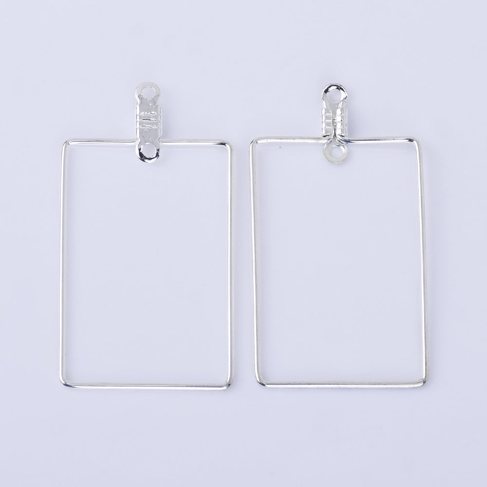 20*30mm Brass Earring Hoops Geometric earrings Rectangle Frame with Center Hanging Ring 20pcs 102526