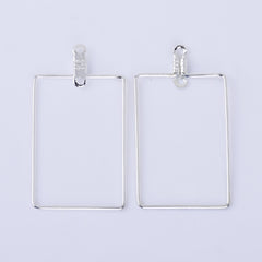 20*30mm Brass Earring Hoops Geometric earrings Rectangle Frame with Center Hanging Ring 20pcs 102526