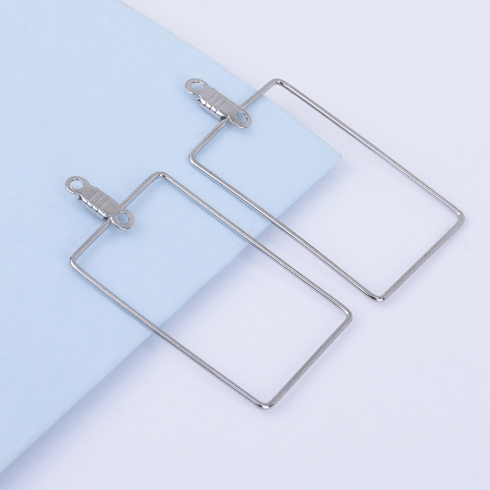 20*30mm Brass Earring Hoops Geometric earrings Rectangle Frame with Center Hanging Ring 20pcs 102526