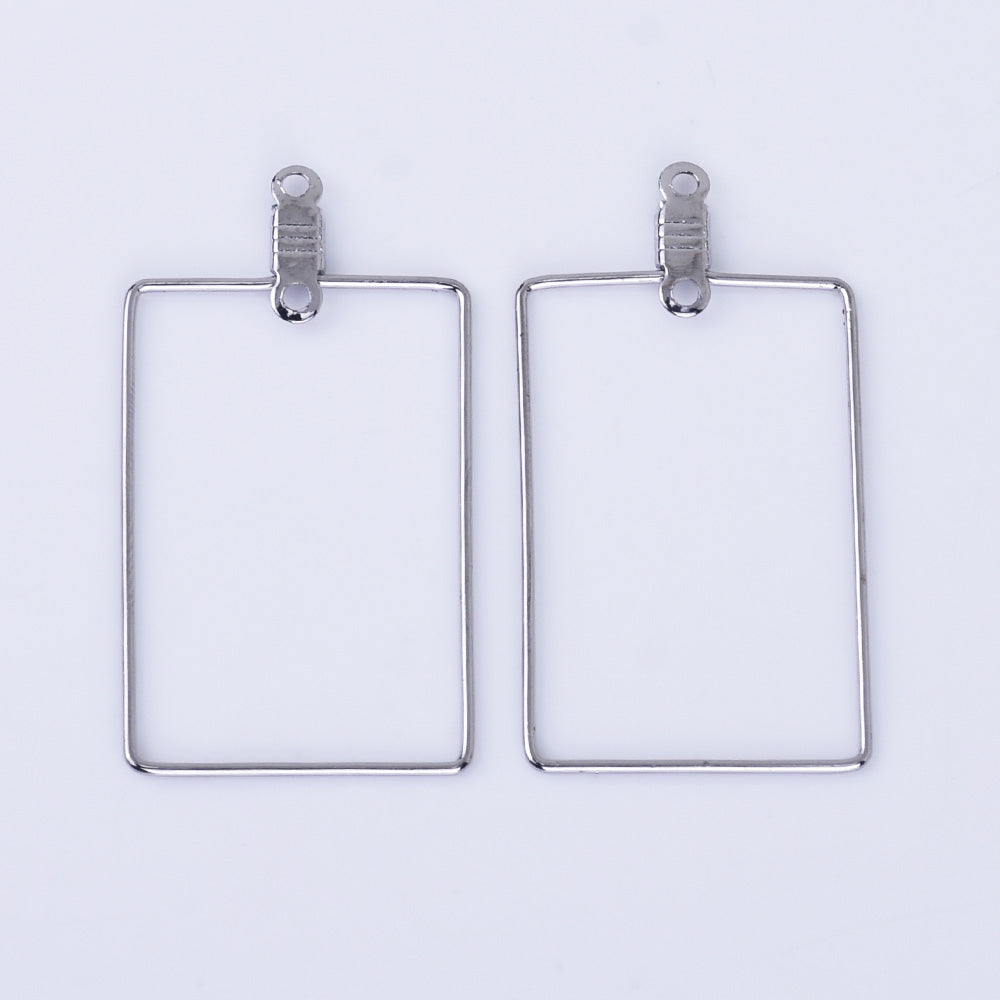 20*30mm Brass Earring Hoops Geometric earrings Rectangle Frame with Center Hanging Ring 20pcs 102526
