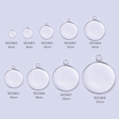 Stainless Steel Round Pendant Tray with Loop Cabochon Setting Blank Bezel Trays pendant base 20pcs 102558