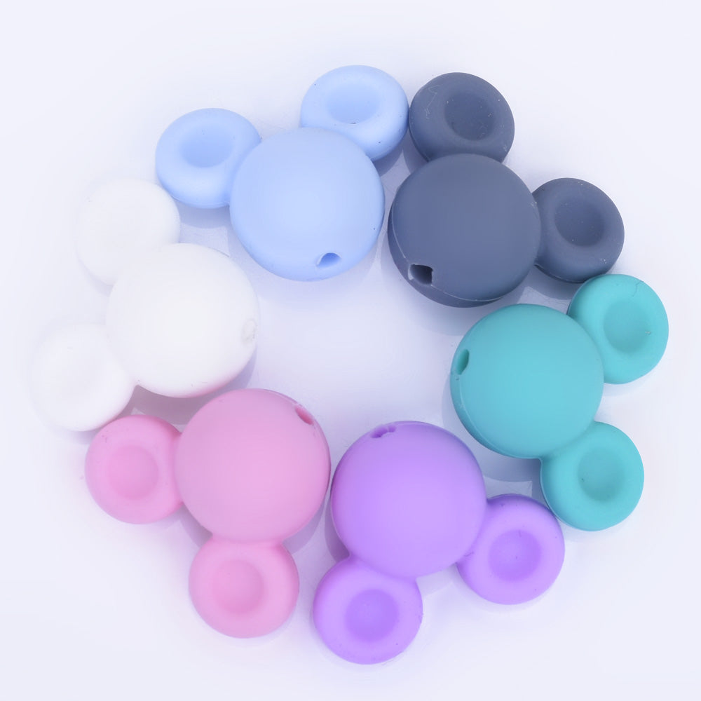 20*24mm Mickey mouse silicone beads teething nursing sensory food Grade chewable beads for Teething Necklace 10pcs