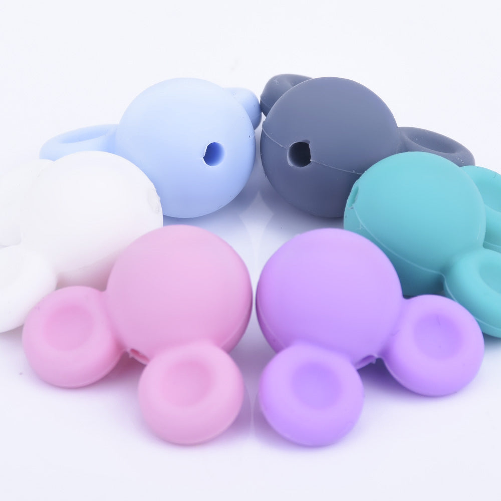20*24mm Mickey mouse silicone beads teething nursing sensory food Grade chewable beads for Teething Necklace 10pcs