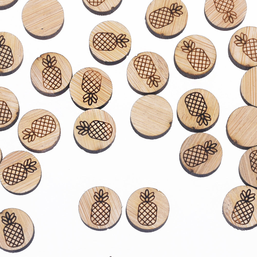 12*12mm Laser Cut Round Pineapple Wood Charm DIY Laser Cut Wooden Earring Charms Earring Supplies Cabochons 6pcs 10261161