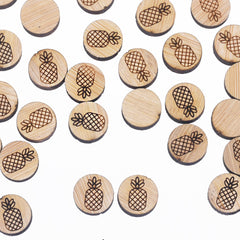 12*12mm Laser Cut Round Pineapple Wood Charm DIY Laser Cut Wooden Earring Charms Earring Supplies Cabochons 6pcs 10261161