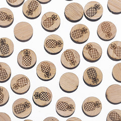 12*12mm Laser Cut Round Pineapple Wood Charm DIY Laser Cut Wooden Earring Charms Earring Supplies Cabochons 6pcs 10261161