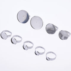 17mm Stainless Steel Adjustable Ring Blank Round Bezel Ring Base Rings For Women 20pcs 102682