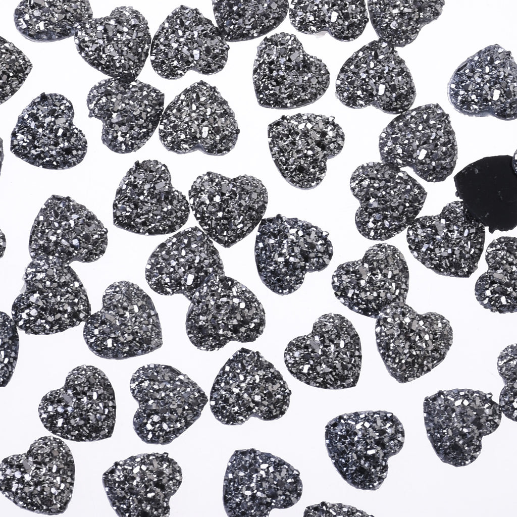 12mm Heart Faux Druzy Crystal Clusters Cabochons Glitter resin cabochon Druzy Cabochons jewelry making 50pcs 102700