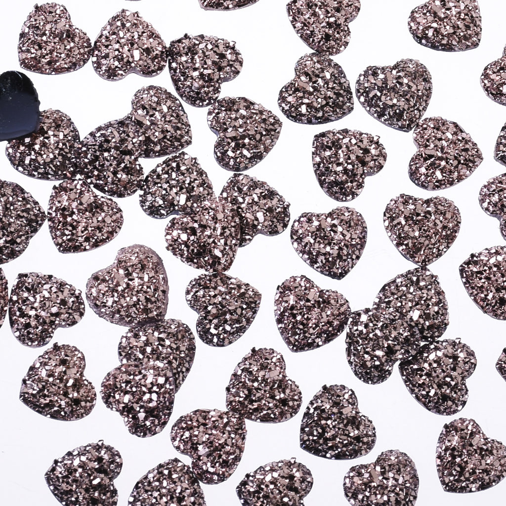 12mm Heart Faux Druzy Crystal Clusters Cabochons Glitter resin cabochon Druzy Cabochons jewelry making 50pcs 102700