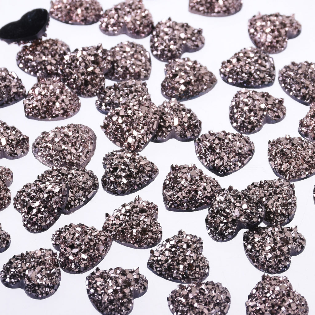 12mm Heart Faux Druzy Crystal Clusters Cabochons Glitter resin cabochon Druzy Cabochons jewelry making 50pcs 102700