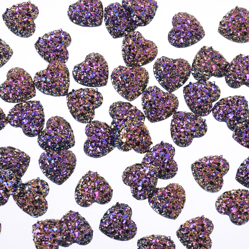 12mm Heart Faux Druzy Crystal Clusters Cabochons Glitter resin cabochon Druzy Cabochons jewelry making 50pcs 102700