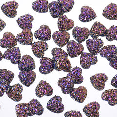 12mm Heart Faux Druzy Crystal Clusters Cabochons Glitter resin cabochon Druzy Cabochons jewelry making 50pcs 102700