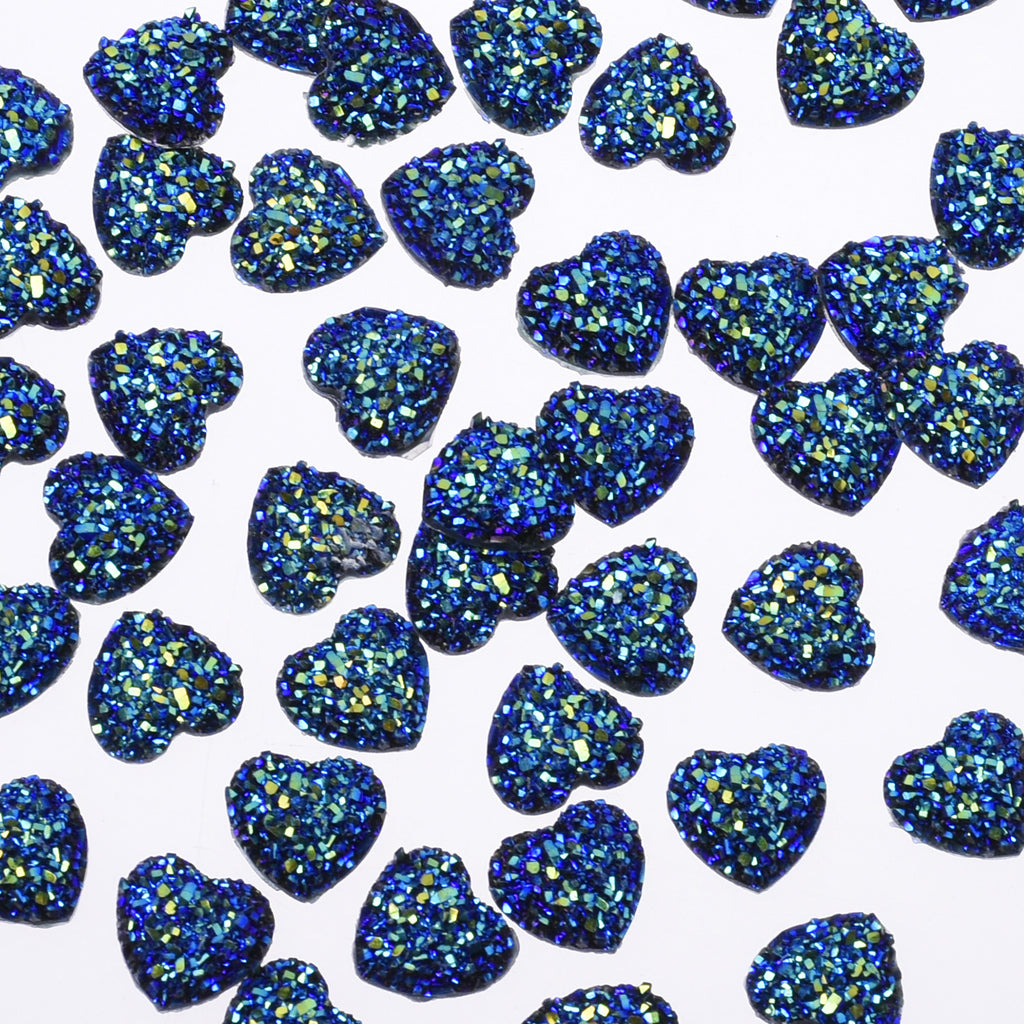 12mm Heart Faux Druzy Crystal Clusters Cabochons Glitter resin cabochon Druzy Cabochons jewelry making 50pcs 102700